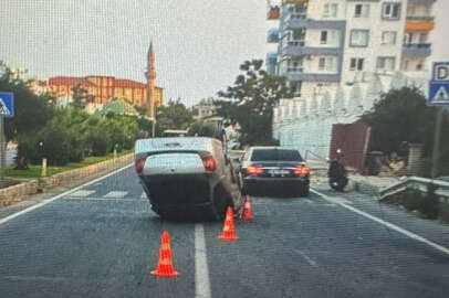 Antalya'da otomobil takla attı!