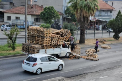 Paletler yola saçıldı, faciadan dönüldü