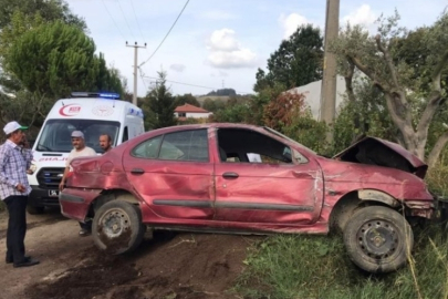 Sakarya'da yoldan çıkan araç fidanlığa uçtu: Sıkışan sürücüyü itfaiye kurtardı