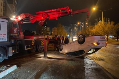 Takla atan otomobilinin kapıları zarar görmesin diye vinç getirtti!