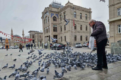 Soğukta kuşları besleyen emekli öğretmen yürekleri ısıttı